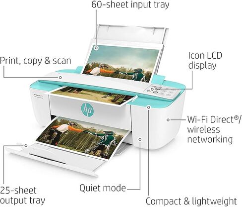 طابعة HP DeskJet 3755 المدمجة الكل في واحد، حبر HP الفوري، تعمل مع Alexa - Stone Accent (J9V91A) in Saudi Arabia