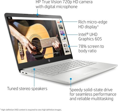 لاب توب 2019 HP 14" FHD | Intel Quad-Core Pentium Silver N5000 حتى 2. 7 جيجاهرتز | DDR4 جيجابايت | 64GB eMMC SSD | Office 365 Personal-1yr | يدعم حتى 256G Micro SD تخزين إضافي in Saudi Arabia