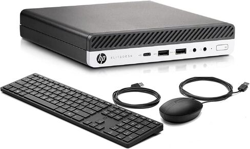 HP كمبيوتر مكتبي صغير 800 G3 اليت ديسك للاعمال بمعالج انتل رباعي النواة i5-6500T وذاكرة RAM DDR4 سعة 16GB وSSD 512GB ومنفذ Type-C وماوس كيبورد سلكي جديد وويندوز 10 برو 64 بت (مجدد) in Kuwait