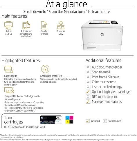 HP LaserJet Pro M452dn Color Laser Printer with Built-in Ethernet & Double-Sided Printing, Amazon Dash replenishment ready (CF389A) in Saudi Arabia