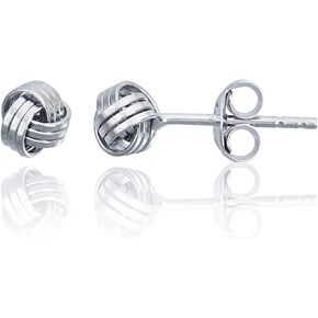 Solid 925 Sterling Silver 5mm Love Knot Stud Earrings | Gold Plated Classic Love Knot Twist | Hypoallergenic | Secure Friction Back Closure | High Polished Stud Earrings in Saudi Arabia