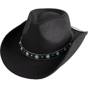 Lisianthus Cowboy Cowgirl Hat for Men & Women Western Style Outdoor Felt Hat with Belt Buckle