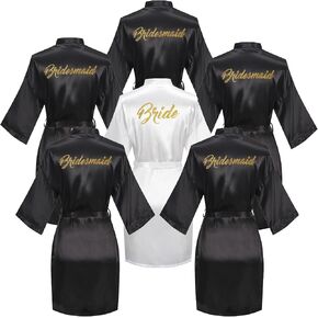 6 Pieces Bridal Shower Bathrobe Set For Bride and Bridesmaid Silky Robe Set Getting Ready Dressing Gown in Saudi Arabia