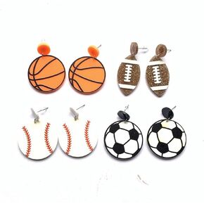 Acrylic Baseball Earrings Cool Punk Football Baseball Basketball Sports Drop Dangle Earrings Lightweight Rugby Soccer Statement Earring for Women Girl Sport Lover Jewelry Gift in Saudi Arabia