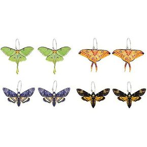 WCRAZYE Colorful Moon Butterfly Moth Dangle Earrings for Women Girls Statement Fashion Earrings Elegant Unique Animal Acrylic Earrings Cute Insect Funny Jewelry