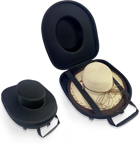 Ahpuhtan Cowboy Hat Box for Travel-17 L*15" D Crushroof Hat Travel Case Wide Brim,Universal Size Hat Carrier Case for Fedora,Panama,Tweed,Cowboy Hat Boxes for Men with Carrying Handle,Shoulder in Saudi Arabia