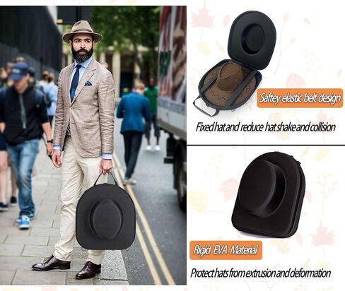 Ahpuhtan Cowboy Hat Box for Travel-17 L*15" D Crushroof Hat Travel Case Wide Brim,Universal Size Hat Carrier Case for Fedora,Panama,Tweed,Cowboy Hat Boxes for Men with Carrying Handle,Shoulder in Saudi Arabia