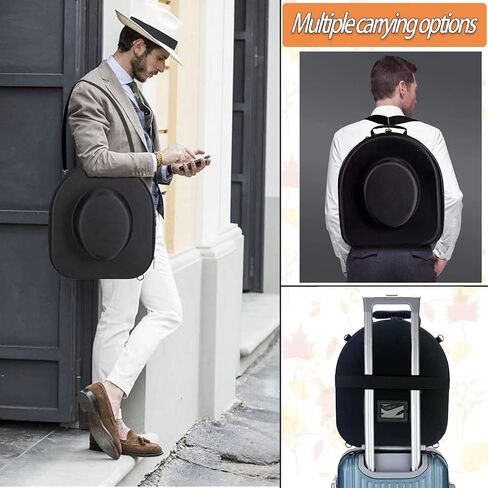 Ahpuhtan Cowboy Hat Box for Travel-17 L*15" D Crushroof Hat Travel Case Wide Brim,Universal Size Hat Carrier Case for Fedora,Panama,Tweed,Cowboy Hat Boxes for Men with Carrying Handle,Shoulder in Saudi Arabia