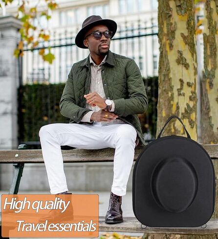Ahpuhtan Cowboy Hat Box for Travel-17 L*15" D Crushroof Hat Travel Case Wide Brim,Universal Size Hat Carrier Case for Fedora,Panama,Tweed,Cowboy Hat Boxes for Men with Carrying Handle,Shoulder in Saudi Arabia