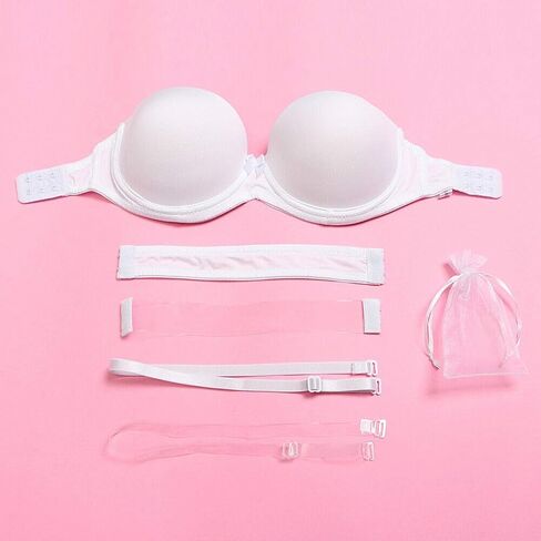 Strapless Clear Back Bra for Backless Wedding Dress Convertible Halter Top Bras with Transparent Invisible Strap in Kuwait