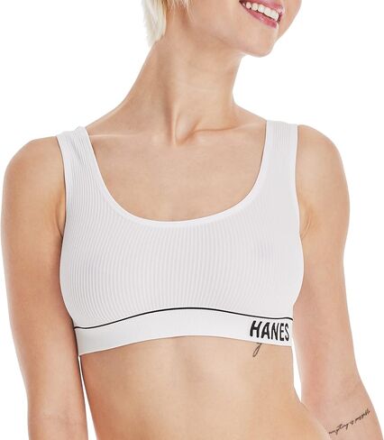 حمالة صدر Hanes Women's Originals بدون خياطة مضلعة، حمالة صدر بلوفر لاسلكية، مقاس ComfortFlex in Kuwait