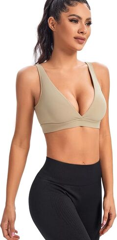 حمالة صدر نسائية من Gnowann بفتحة رقبة على شكل حرف V عميقة ومريحة بدون خياطة حمالة صدر منخفضة القطع قابلة للتمدد على شكل مثلث مبطن للنساء in Kuwait