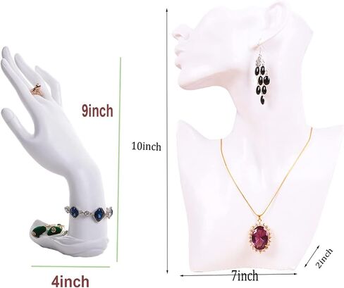 2 Pack Jewelry Mannequin Display Set Necklace Earring Display Stand Jewelry Bust Hand Organizer for Show Selling in Kuwait