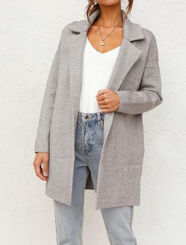 Famulily Cozy Coatigan for Women Casual Lapel Long Sleeve Midi Long Blazer Coat with Pockets in Saudi Arabia