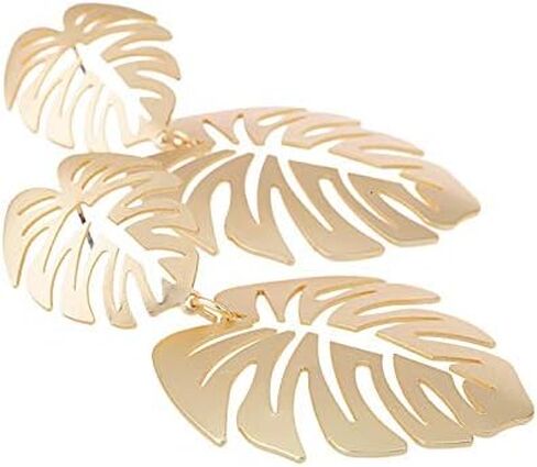 Gold Green Palm Leaf Dangle Earrings Tropical Monstera Leaves Eardrop for Women Girls Bohemia Jewelry in Kuwait