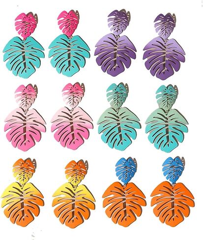 Gold Green Palm Leaf Dangle Earrings Tropical Monstera Leaves Eardrop for Women Girls Bohemia Jewelry in Kuwait