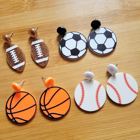 Acrylic Baseball Earrings Cool Punk Football Baseball Basketball Sports Drop Dangle Earrings Lightweight Rugby Soccer Statement Earring for Women Girl Sport Lover Jewelry Gift in Saudi Arabia