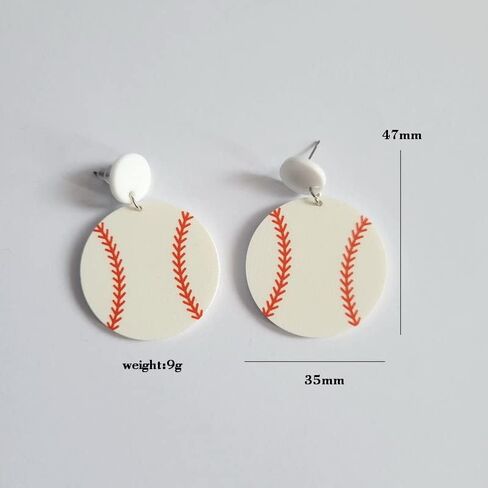 Acrylic Baseball Earrings Cool Punk Football Baseball Basketball Sports Drop Dangle Earrings Lightweight Rugby Soccer Statement Earring for Women Girl Sport Lover Jewelry Gift in Saudi Arabia