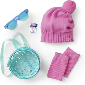 American Girl 2022 Girl of The Year Corinne’s Accessories with a Pink Knit hat,Pair of Blue Sunglasses, Pair of Pink Knit Legwarmers, a Circle-Shaped Backpack in Kuwait