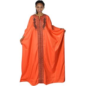 TIDOIRSA Loose African Dresses for Women,Hot Drilling Full Gown Embroidery Maxi Dress