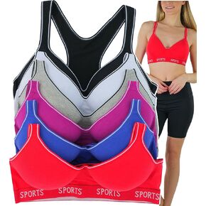 ToBeInStyle Women's Pack of 6 Vibrant Sports Bras with Sports Logo on Lower Band in Saudi Arabia