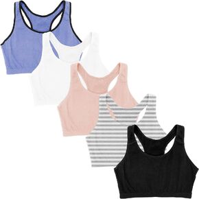 Sexy Basics Women's Cotton Spandex Racer Back Bra | 4 Way Stretch Pullover Sport Comfort Bra (Multi-Pack)