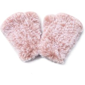 CECELORIA Women Faux Fur Fingerless Gloves - Soft Winter Gloves, Furry Gloves for Women Winter Warm Costume Accessories in Kuwait