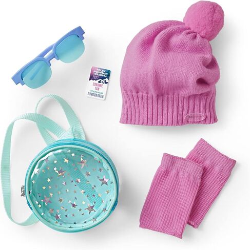 American Girl 2022 Girl of The Year Corinne’s Accessories with a Pink Knit hat,Pair of Blue Sunglasses, Pair of Pink Knit Legwarmers, a Circle-Shaped Backpack in Saudi Arabia