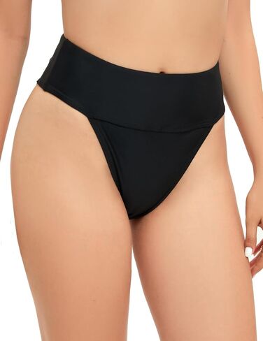 Yilisha النساء صفيق عالية الخصر بيكيني قيعان سوداء عالية الساق ثوب السباحة قيعان عالية قطع السباحة قيعان المايوه in Kuwait