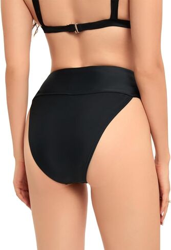 Yilisha النساء صفيق عالية الخصر بيكيني قيعان سوداء عالية الساق ثوب السباحة قيعان عالية قطع السباحة قيعان المايوه in Kuwait