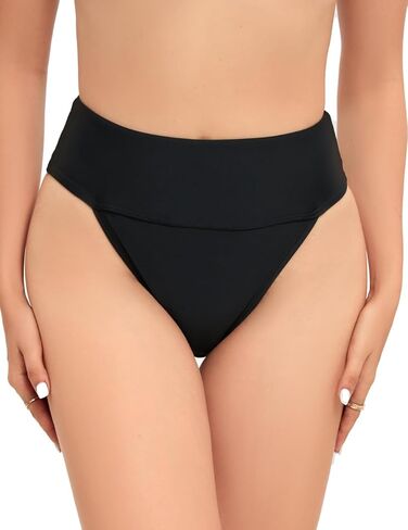 Yilisha النساء صفيق عالية الخصر بيكيني قيعان سوداء عالية الساق ثوب السباحة قيعان عالية قطع السباحة قيعان المايوه in Kuwait