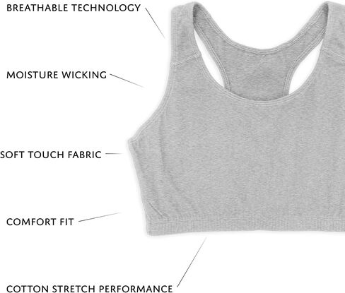 Sexy Basics Women's Cotton Spandex Racer Back Bra | 4 Way Stretch Pullover Sport Comfort Bra (Multi-Pack) in Kuwait