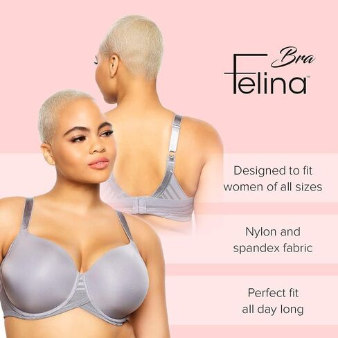 Felina Marvelous Side Smoothing T-Shirt Bra, Tighter Band- Bras for Women, Seamless Bra, Lingerie for Women, Plus Size Bra in Kuwait