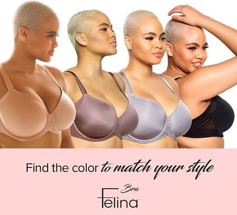 Felina Marvelous Side Smoothing T-Shirt Bra, Tighter Band- Bras for Women, Seamless Bra, Lingerie for Women, Plus Size Bra in Kuwait