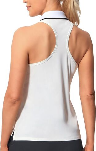 Hiverlay المرأة بلا أكمام Racerback قمصان جولف زمم الياقة تنس تانك القمم قمصان بولو رياضية سريعة الجافة UPF 50+ in Kuwait