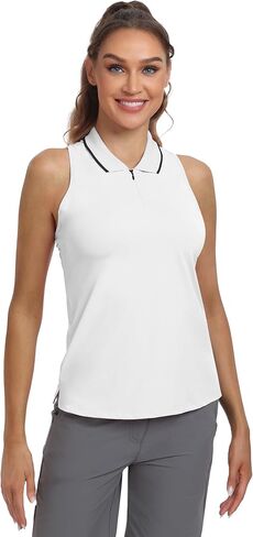 Hiverlay المرأة بلا أكمام Racerback قمصان جولف زمم الياقة تنس تانك القمم قمصان بولو رياضية سريعة الجافة UPF 50+ in Kuwait