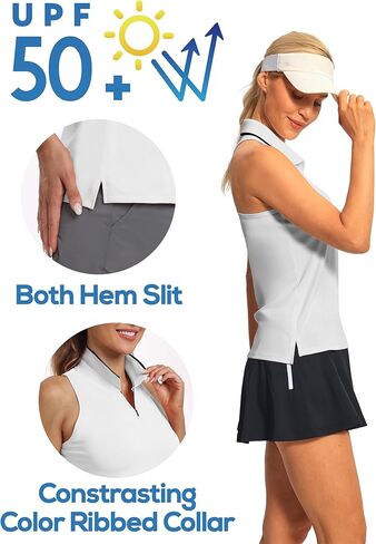 Hiverlay المرأة بلا أكمام Racerback قمصان جولف زمم الياقة تنس تانك القمم قمصان بولو رياضية سريعة الجافة UPF 50+ in Kuwait