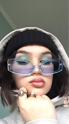 نظارات شمسية مستطيلة من Dollger للنساء والرجال نظارات شمسية كلاسيكية مكتنزة Y2K نظارات شمسية مستطيلة 90s 00s باللون الوردي in Kuwait