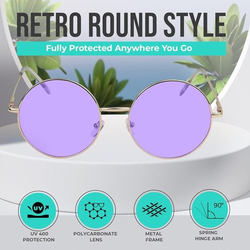 SunnyPro Big Round Sunglasses Retro Circle Tinted Lens Glasses UV400 Protection in Kuwait