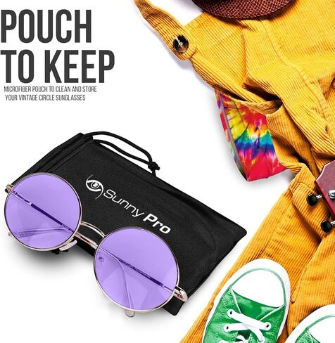 SunnyPro Big Round Sunglasses Retro Circle Tinted Lens Glasses UV400 Protection in Kuwait