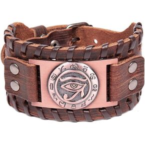 TURTLEDOVE Eye of Horus Leather Bracelet - Ancient Egyptian Hieroglyphic Ideograph Amulet in Saudi Arabia