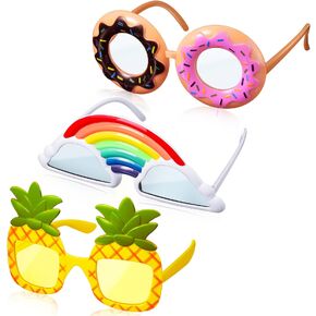 3 أزواج نظارات شمسية للحفلات لواو نظارات شمس مضحكة شاطئ هاواي نظارات شمسية صورة كشك لوازم الحفلات زينة الصيف أناناس قوس قزح سحابة دونات نظارات للأطفال هدايا عيد ميلاد مرحة in Kuwait