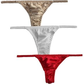 LingDooo Women 3Pairs Pure Silk Panties Sexy Wear Soft String Thong Healthy Bikini Summer Beach Underwear S-XL