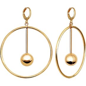 Dangle Hoop Earrings for Women, 14k Gold/Silver Plated High Polished Cute & Aesthetic Earrings for Women in Saudi Arabia