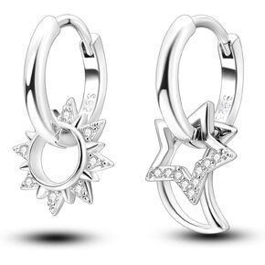 NARMO Dangle Drop Earrings 925 Sterling Silver Earrings for Women Girls Cubic Zirconia Hoop Earrings Evil Eye Dangle Drop Earrings Moon and Star Earrings Butterfly Earrings for Women in Kuwait