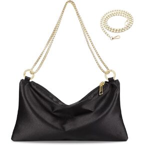 MGBPEI Women Satin Evening Handbag Wedding Prom Clutch Purse Formal Cocktail Party Clutches Shoulder Bag with 2 Bag Chains