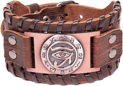 TURTLEDOVE Eye of Horus Leather Bracelet - Ancient Egyptian Hieroglyphic Ideograph Amulet in Saudi Arabia
