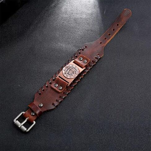 TURTLEDOVE Eye of Horus Leather Bracelet - Ancient Egyptian Hieroglyphic Ideograph Amulet in Saudi Arabia