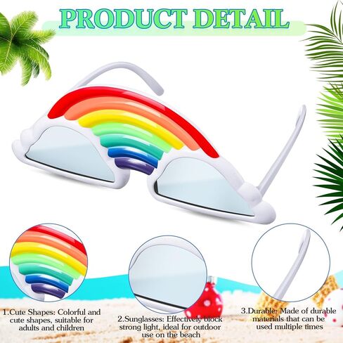 3 أزواج نظارات شمسية للحفلات لواو نظارات شمس مضحكة شاطئ هاواي نظارات شمسية صورة كشك لوازم الحفلات زينة الصيف أناناس قوس قزح سحابة دونات نظارات للأطفال هدايا عيد ميلاد مرحة in Kuwait