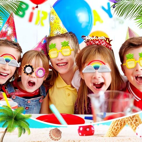 3 أزواج نظارات شمسية للحفلات لواو نظارات شمس مضحكة شاطئ هاواي نظارات شمسية صورة كشك لوازم الحفلات زينة الصيف أناناس قوس قزح سحابة دونات نظارات للأطفال هدايا عيد ميلاد مرحة in Kuwait